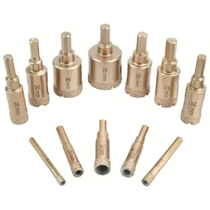 12pcs Diamond Drill Bit Set, Power Drill Bits for Glass, Marble And Stone - 6-35Mm Hole Saw Kit with Hand Tools, Granite, Tile, Ceramic