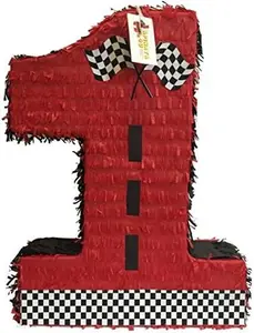APINATA4U 20" Tall Red Number One Pinata - Rev Up the Fun with Racing Theme for First Birthday, Race Car Themed Party - Start Your Engines for a High-Speed Celebration!
