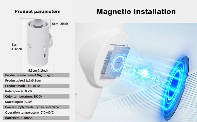 Smart induction LED night light with motion sensor, USB rechargeable RGB gradient wall lamp, dimmable magnetic step lamp for bedroom, entryway, hallway, desk, and stairs — indoor ambient lighting, cozy atmosphere, easy charging, modern decor