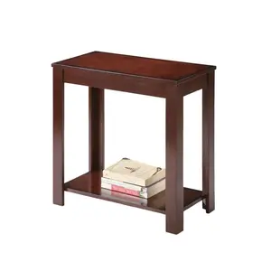 HomeRoots 24 in. Brown Rectangular Wooden End Table with Single Shelf, Traditional Look, Bed Side Tables, Bedroom Table