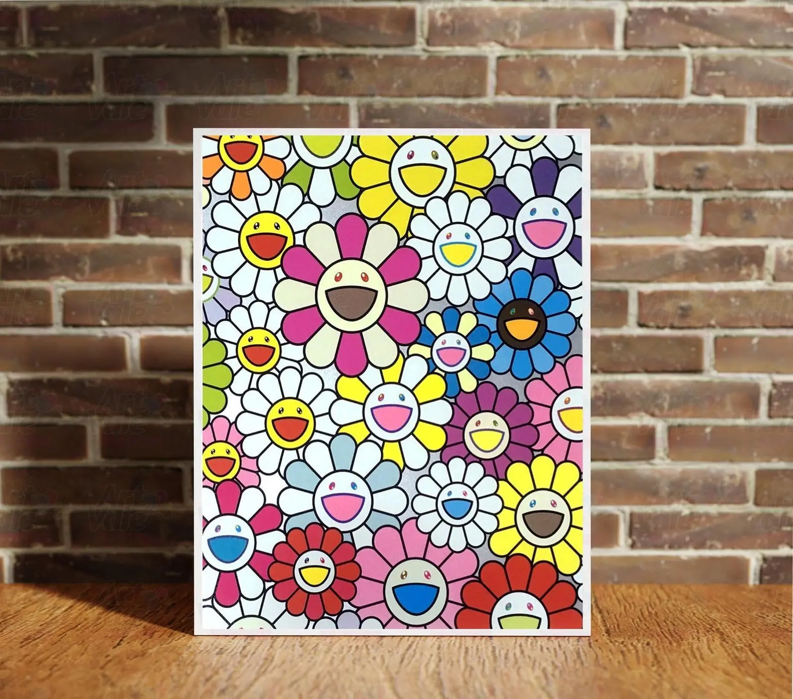 Takashi Murakami Flowers Painting Canvas Wrap Canvas Framed Art Decor Print