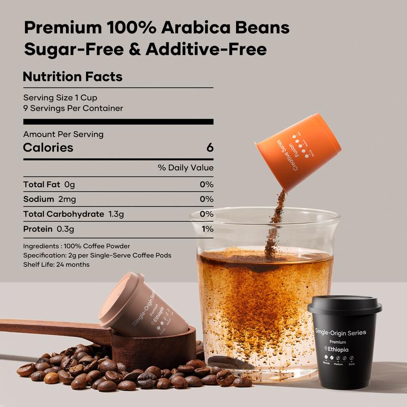 Quickshot 100% Arabica Cold Brew - 9 Flavorful Espresso Caps!  Single-Origin & Freeze-Dried for Maximum Freshness