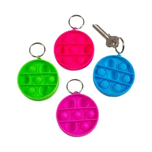 2 1/4" Mini Bright Colors Round Lotsa Pops Pop Fidget Toy Keychains - 12 Pc.