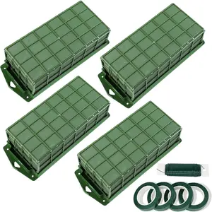 Floral  Cage 4 count, Floral  Blocks, Flower Holder for Artificial Flower Arrangement Bulk Dry Floral Block for Christmas, Wedding, Garden Decoration