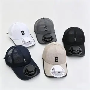 Men's USB Rechargeable Cooling Baseball Cap, Anti-UV Breathable Mesh Cap with Built-in Fan, Hat with Fan for Outdoor Travel Beach (Bag Accessory), Breathable Mesh Caps