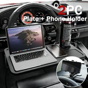 Portable Car Steering Wheel Tray and Separate Phone Holder Set Multifunctional Car Dining Tray with Independent Mobile Phone Bracket Perfect for Car Eating Laptop Work Road Trip Travel Universal Car Interior Accessories