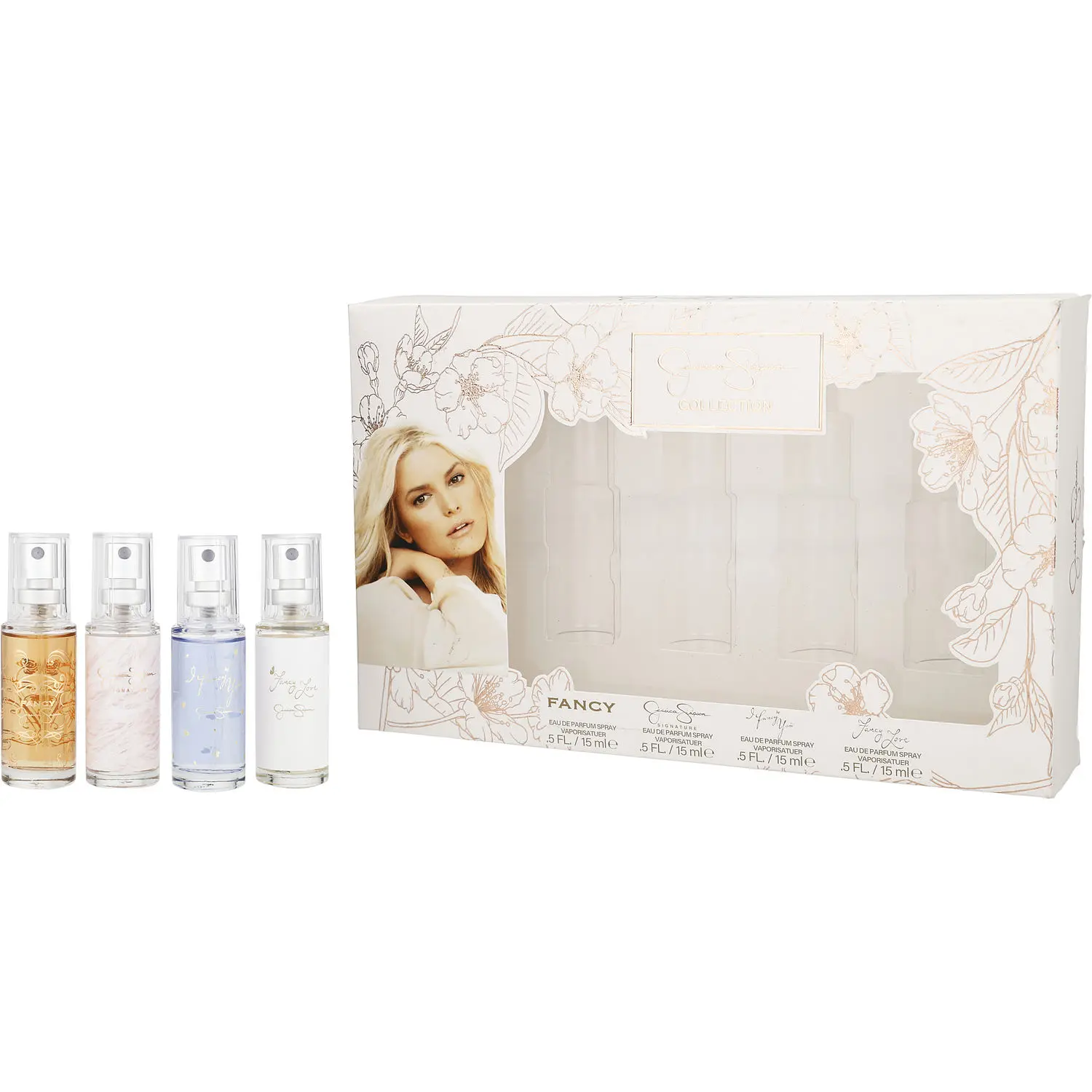 Jessica Simpson Variety Set-4 Piece Womens Mini Variety With Jessica Simpson Signature & Fancy & Fancy Love & I Fancy You & And All Are Eau De Parfum Spray 0.5 Oz Minis For Women