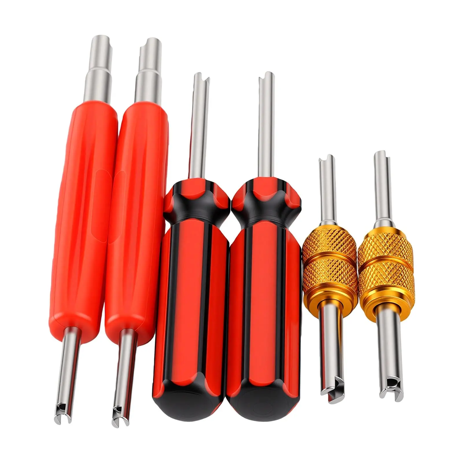 6Pcs Valve Stem Removal Tool Kit, Schrader Valve Core Remover for A/C HVAC System, Air Conditioning Line Repair Tools, Compatible with R134a R12 R22 R32 R410A Refrigerant