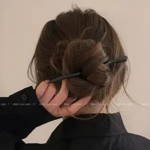 4pcs Exquisite Handcrafted Wooden Hair Stick - Ancient Chinese Style Hairpin with Imitation Black Sandalwood, Traditional Pan Hair Jewelry for Women, Unique Headwear Accessory with Cultural Significance