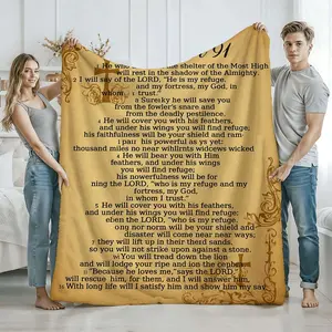 1pc Psalm 91 Bible Verse Blanket - Soft Flannel Throw with Psalm 91:1-5 Scripture, All-Season Couch, Bed, Travel, Office - Christian Home Decor Gift - Multi-Size (Various, Bedding Accessory, Spiritual Decor, Comfortable Material, Inspirational Gift
