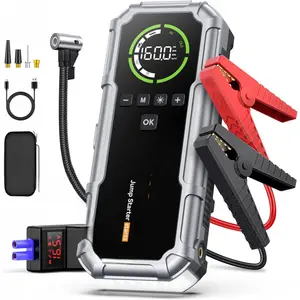 8000A 160PSI Jump Starter with Air Compressor, Car Jumper Starter Portable (All Gas/10L Diesel), 12V Jump Starter Jump Box with Jumper Cables, Force Start, LED Light