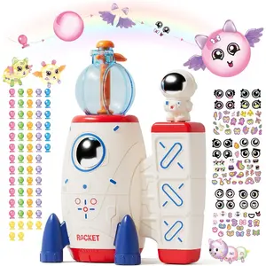 DIY Space Magic Balloon Craft Kit, Sticker Decorated Balloons Toy for Kids, Rocket Air Pump Fun with Balloon Monster Pals, DIY Creative Activity, Birthday Gifts for Girls Boys