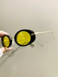 Oval Glasses Small Frame Metal Frame Legs, Retro Trend Decorative Eyeglasses High-End Fashionable for Men and Women