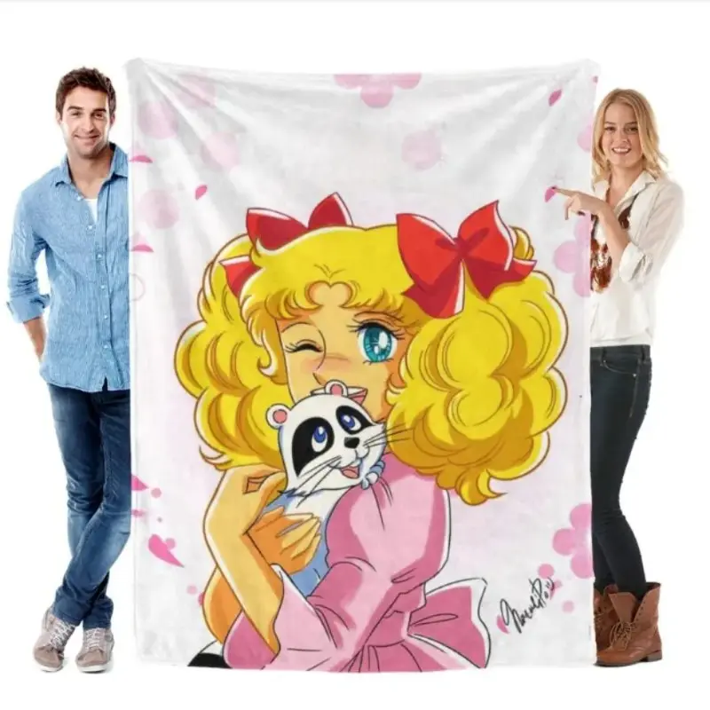 Candy Candy Blanket Anime Official Licensed Flannel Throw Soft Warm All Season Romantic Moonlit Roses Design Vibrant Digital Print Bed Sofa Camping Travel Gift for Anime