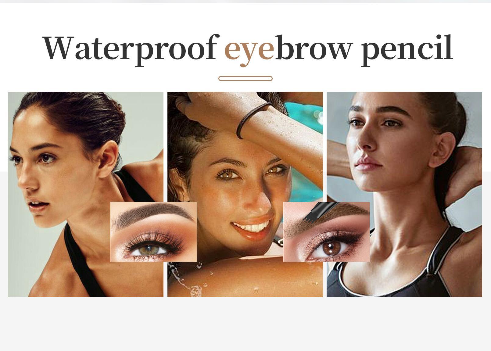 QIC Magic 4-Tip Eyebrow Pencil, Upgraded 3D Long-Lasting, Waterproof, Microblading Eye brow Pencil, Eyebrowtint, Creating Natural Looking Brows, Brow Makeup Tool Flawless Cosmetic For Women Daily Use and Gift Light Brown