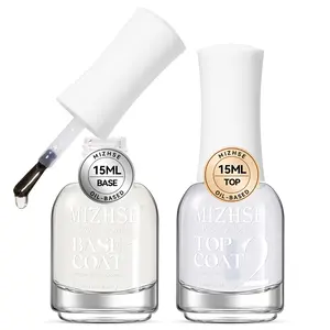 MIZHSE Base & Top Coat Nail Polish, Quick Dry, Air Dry, No Lamp Needed, Shiny & Long Lasting, Perfect for Home Manicure (15ml)