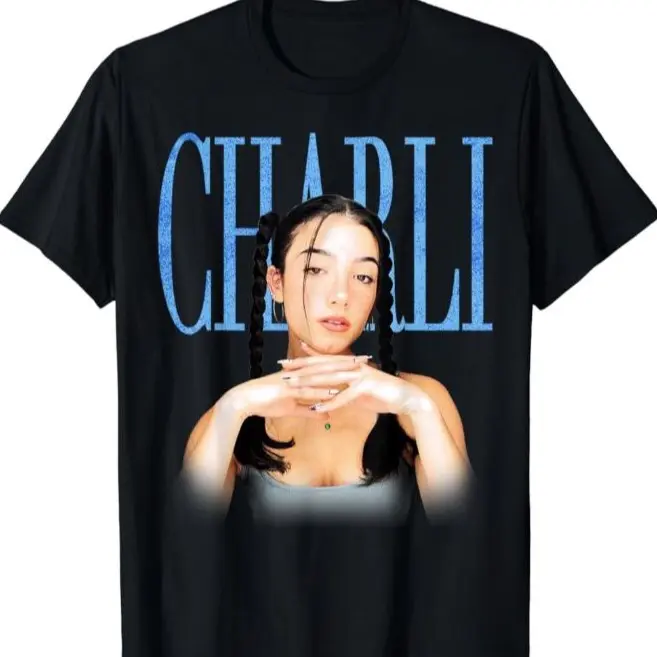 Charli D'Amelio Glitter Braid- Women's Casual Short Sleeve Top Tee T Shirt