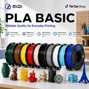 QIDI PLA Basic 3D Printer Filament, 1.75mm 1kg (2.2lbs) Spool, RFID Chip Auto Recognition, Easy-to-Print for Beginners, 300mm/s High-Speed, Compatible with Most FDM Printers, Cornstarch, Potato Starch