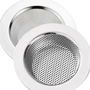2 count Kitchen Sink Strainer Stainless Steel, Mesh and Punching, Kitchen Sink Drain Strainer, Sink Strainers with Large Wide Rim 4.5" Diameter for Kitchen Sinks