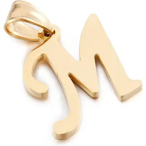 Gold Initial Pendant 14k Gold Letter Charm Name Pendant for Women and Men