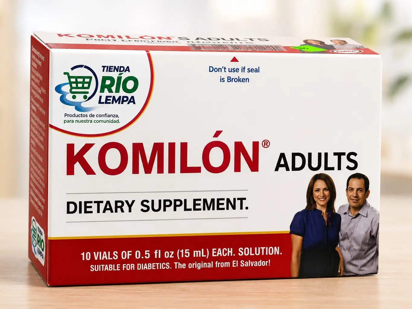 Komilon Adults' Healthcare Dietary Supplement - 10 Vials (15mL Each), Diabetic-Friendly Vitamin from El Salvador