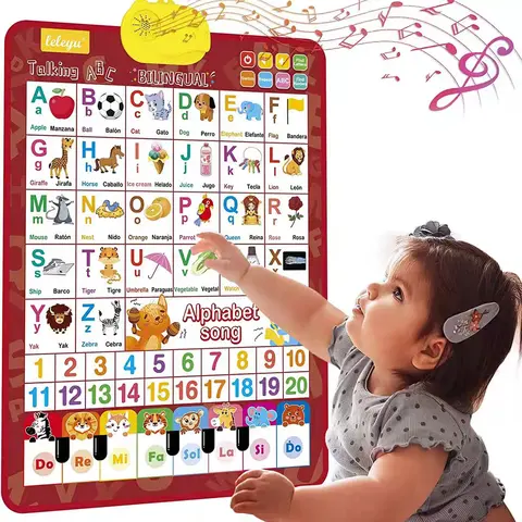 Spanish-English Bilingual 26-Letter Sound Book - Preschool Learning Tool, Language Learning Tool, Bilingual Language Toys for Early Alphabet & Word Education