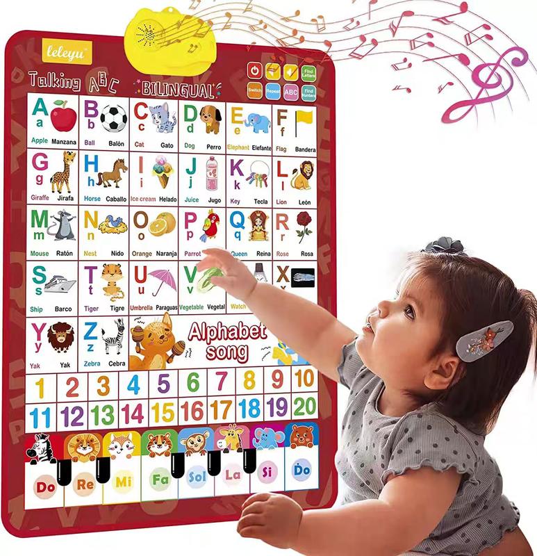 Spanish-English Bilingual 26-Letter Sound Book, Children's Early Education Alphabet and Word Learning Machine, Electronic Educational Digital Device