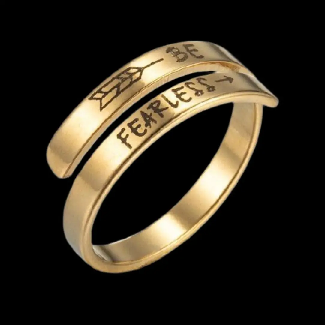 Be Fearless Ring – Gold Plated Adjustable Inspirational Message Band