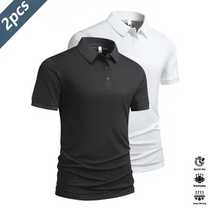 2 Pack, Casual Men's Short Sleeve Heavyweight Polo Shirt, Men's Top, Quick Dry Golf & Tennis Shirt, Comfortable Equestrian Wear, Stylish Men's Athletic Apparel, Suitable for Casual Parties, Vacation Travel, Available in Various Colors