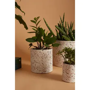 Terrazzo Decorative Vase with Colorful Plants, Includes Fruit and Greenery, Ideal for Home Decor