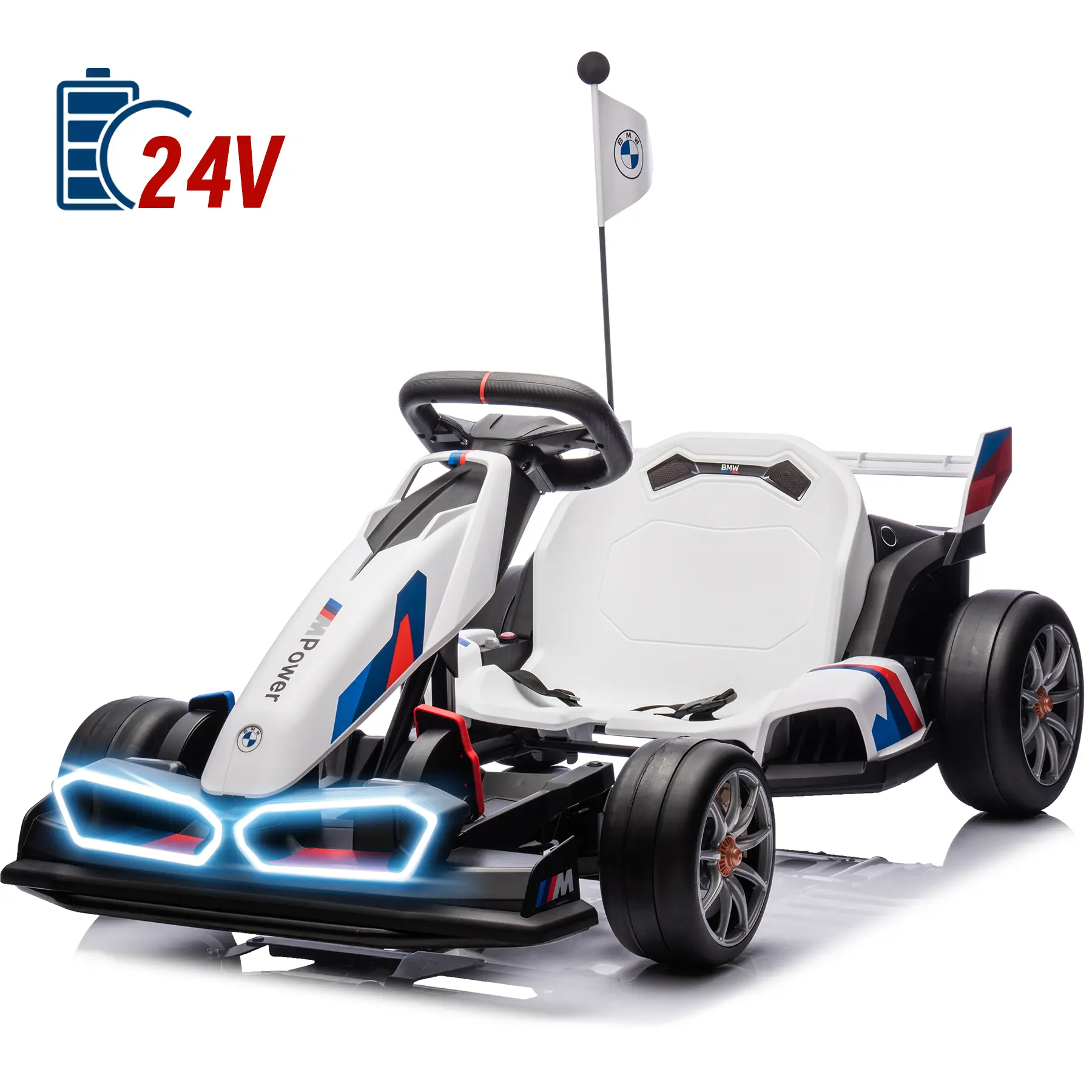 NEECHIPRO 24V/36V BMW Electric Go Kart, Outdoorfun Electric Go Kart for Kids, 400W Powerful Battery Powered Ride On Go Kart with Drift Race Pedal, Damping System