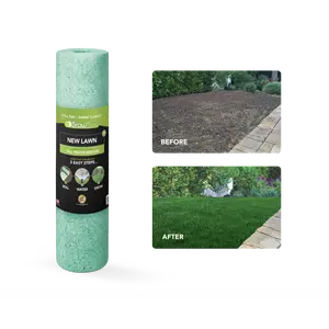 Growtrax Biodegradable Grass Seed - 200 Sq Ft Tall Fescue Green Grass Seed Mix and Fertilizer Mat for Home Front and Back Lawn Repair and Replacement