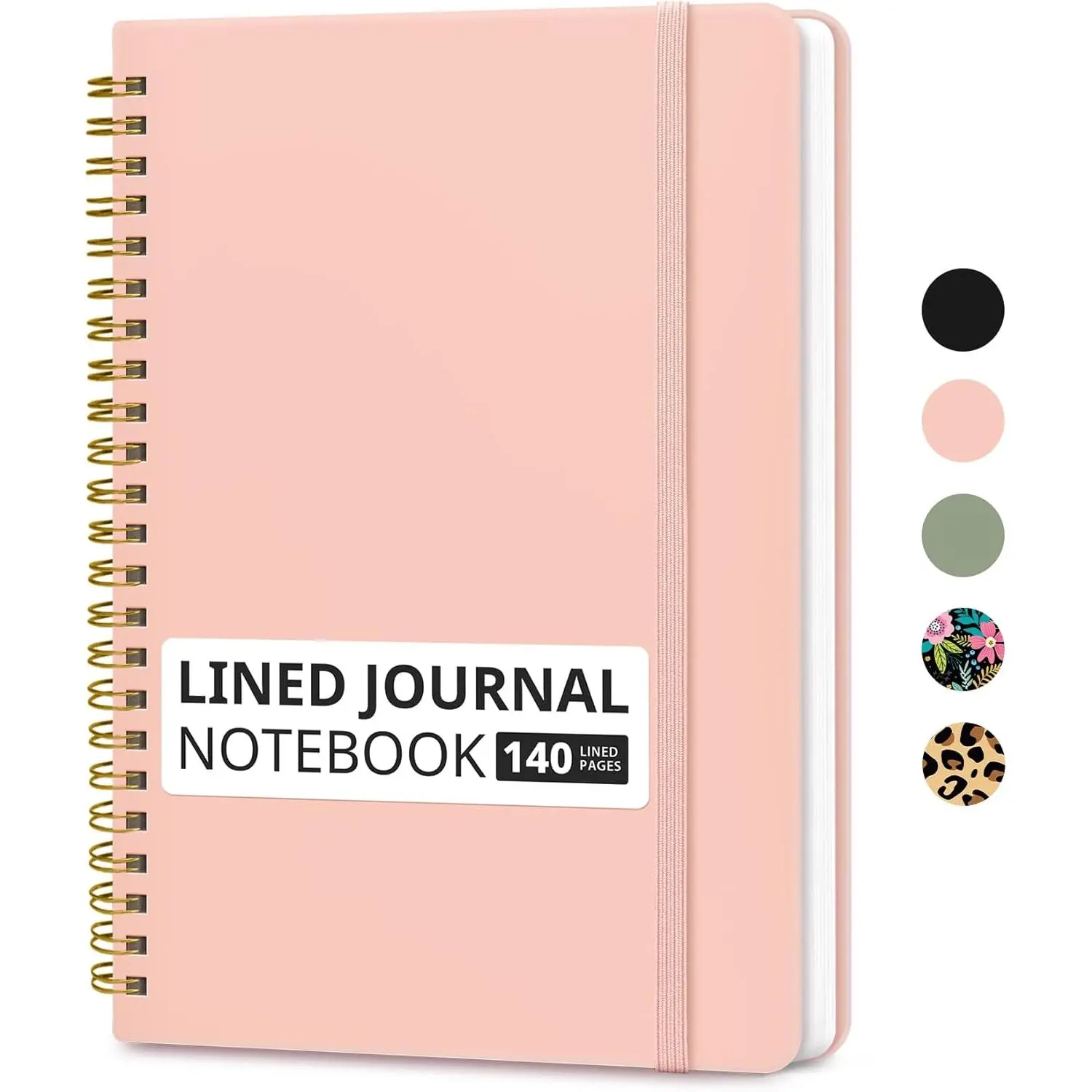 A5 Hardcover Spiral Bound Lined Journal Notebook, 5.7"x7.9" (6 inches Compatible Size), 140 Pages College Ruled, 100g Thick Ink-Resistant Paper, for Work Note Taking, Thoughtful Gift - Pink, 100-Gram Thick Ink-Resistant Paper