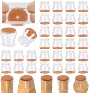 24 Pcs Chair Leg Floor Protectors for Hardwood Floors Square Silicone Covers to Protect Wood Tile Floors Felt Pads Furniture Leg Caps Anti-Scratch Reduce Noise
