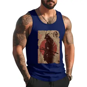 Style A H471 Samurai Japanese Retro Art Print Bushido Japan Warrior Tee. Tank Top , Summer Gym Muscle Sleeveless, Casual Knitted Slim Fit Beach Tank top Fabric Menswear