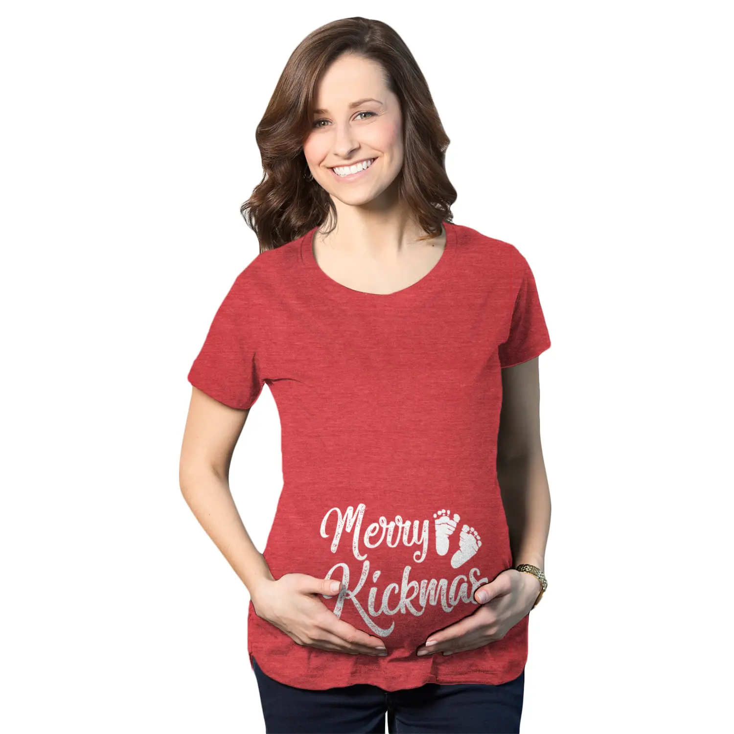 Maternity Merry Kickmas Pregnancy T Shirt Cute Christmas Tee Funny Graphic Maternity Tee Cute Pregnancy Tees With Plus Sizes Pregnant Christmas Maternity Wear Maternity Shirts Red