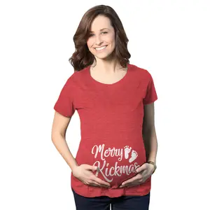 Maternity Merry Kickmas Pregnancy T Shirt Cute Christmas Tee Funny Graphic Maternity Tee Cute Pregnancy Tees With Plus Sizes Pregnant Christmas Maternity Wear Maternity Shirts Red
