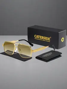 Caterside Casual UV Protection Sunglasses, Square Metal Frame, Unisex Fashion Accessory, Ideal for Driving, Cycling, Parties, Beaches