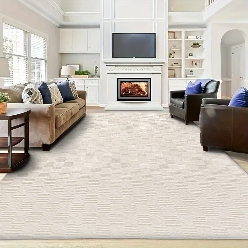 Area Rug White Printed Minimalist Plush Non-Slip Soft Floor Mat for Living Room Bedroom Home Decor