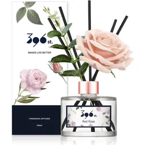 Rose Flower Reed Diffuser Red Rose 200ml(6.7oz) Reed Diffuser Sets Home Fragrance Scented Oils Home & Bathroom Décor