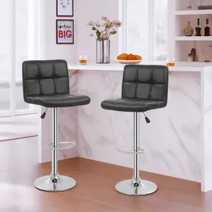 BestOffice Bar Stools Set of 2, Adjustable PU Leather Swivel Barstools, Modern Counter Stools with Back and Footrest, Counter Height Barstools for Bar, Kitchen and Dining Room