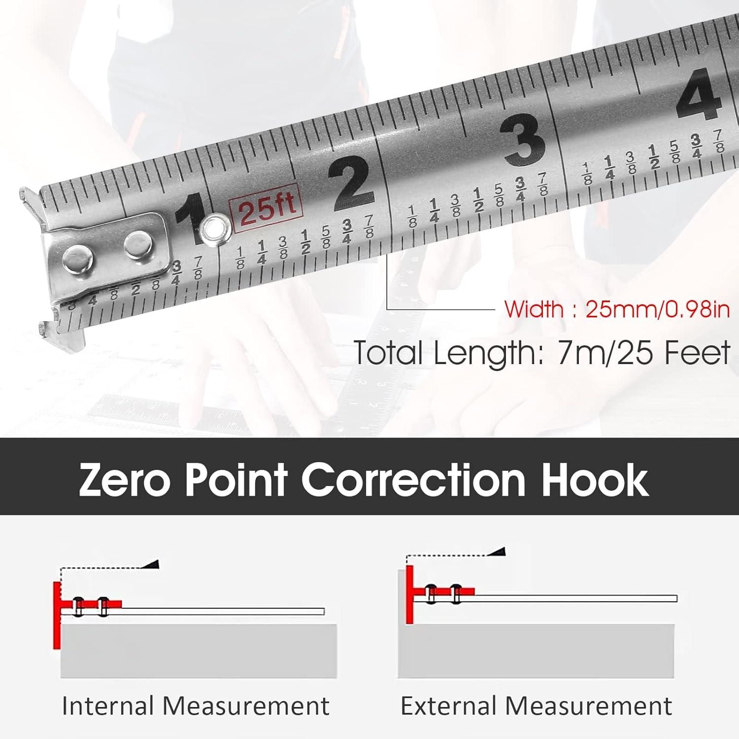 25FT/7.5M Stainless Steel Tape Measure, Double-Sided Scale, Heavy Duty Retractable Measuring Tape with Auto Lock, Waterproof Durable Tool for Construction, DIY & Home Use 25FT/7.5M Stainless Steel Tape Measure, Double-Sided Scale, Heavy Duty Retractable Measuring Tape with Auto Lock, Waterproof Durable Tool for Construction, DIY & Home Use