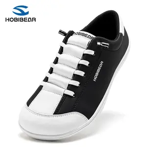 HOBIBEAR Women’s Wide-Toe Leather Barefoot Shoes - 0-Drop Flexible Sole, Lightweight Minimalist Sneakers for Women, Easy/Streetwear/All-Day Casual Trainers (Gold, Silver, Black, White)