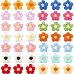 50 count Crochet  Knitted Yarn   Crochet Flower Cute Flower Sew/Iron On Patches, Beautiful Crocheted Floral, for Crafts Embellishments, Clothing, DIY Hair Headbands (14 Colors)