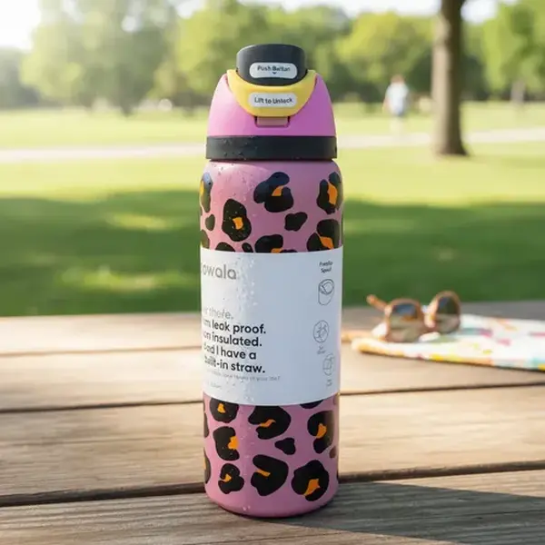 Owala Black Leopard 32oz Water Bottle gift for mom