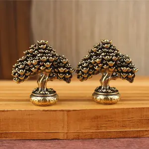 Antique-gold Money Tree, Solid-core “Prosperity and Wealth” Ingot Tree, Vintage tea-infused decorative figurines, Handcrafted miniature statues, Creative collectibles, The perfect gift