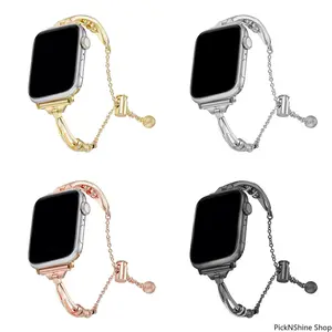Women's Crisscross Rhinestone-Inlaid Metal Chain Watch Strap - Rotatable Band, Smart Watch Accessories for Daily Wear Fashion Accessory Sets, Watch Straps