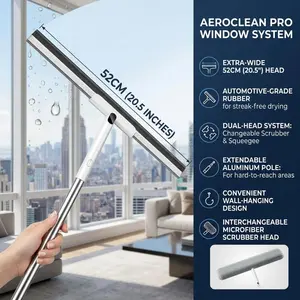 The Only Glass Squeegee You’ll Ever Need| Adjustable Long Handle for Windows & Shower Doors
