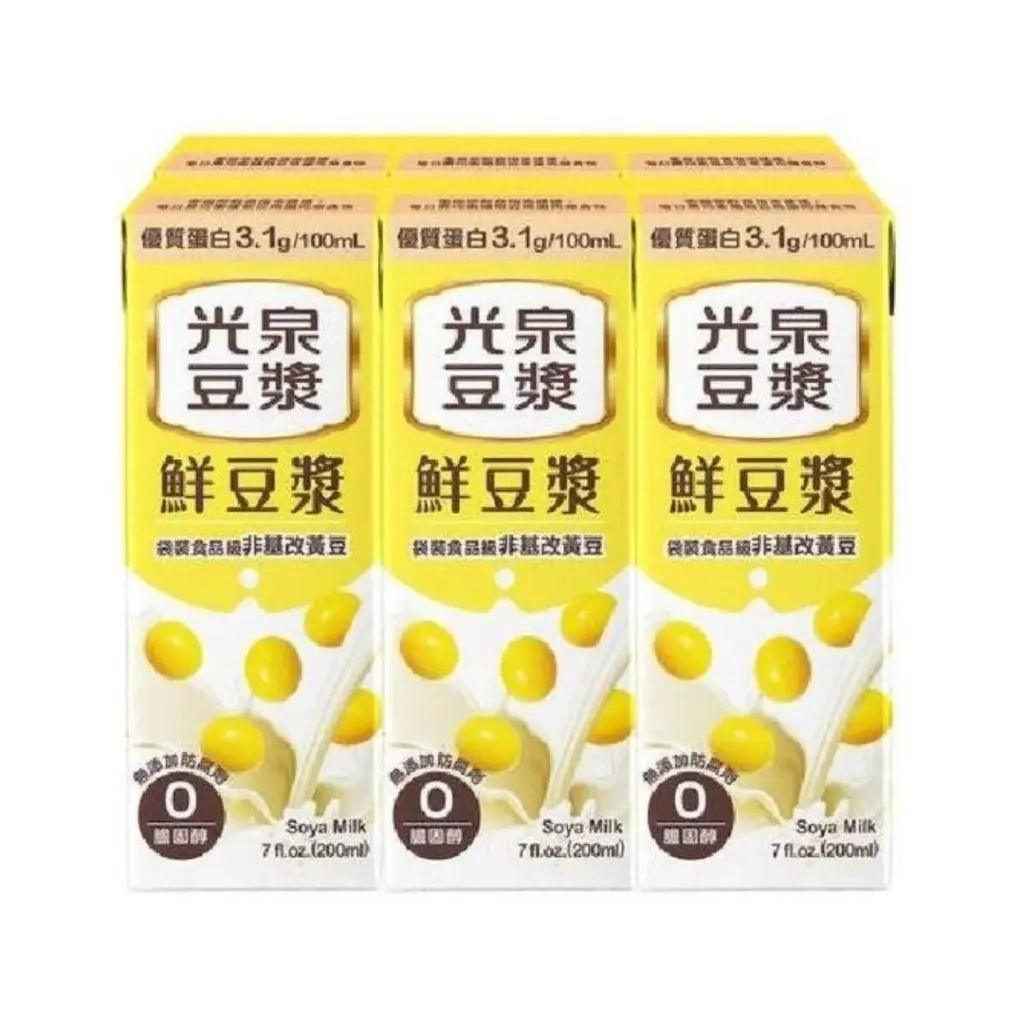 Kuang Chuan Ambient High-Protein Smooth Texture Lightly Sweet Vegan Bean-Based Soya Milk, 200ml x 6 Pack, Dairy-Free Beverage