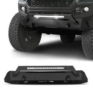 VEVOR Front Bumper Compatible with 2007-2018 Wrangler JK/JKU, Heavy-Duty Steel Front Bumper with 2PCS LED Light Bars, Winch Plate, Fog Light Housing and D-Ring Mounts